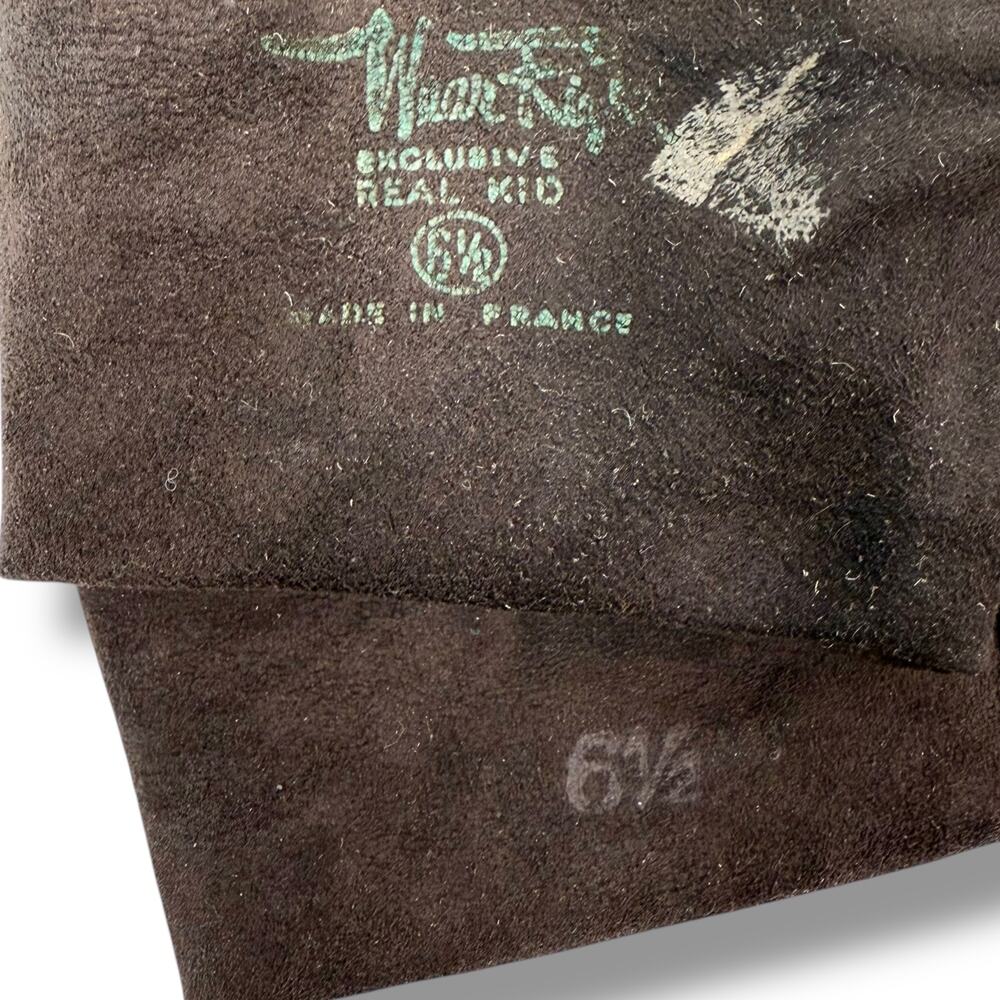 ❌SOLD❌1950's French designer black brown kid goat skin leather long gloves - Picture 14 of 14